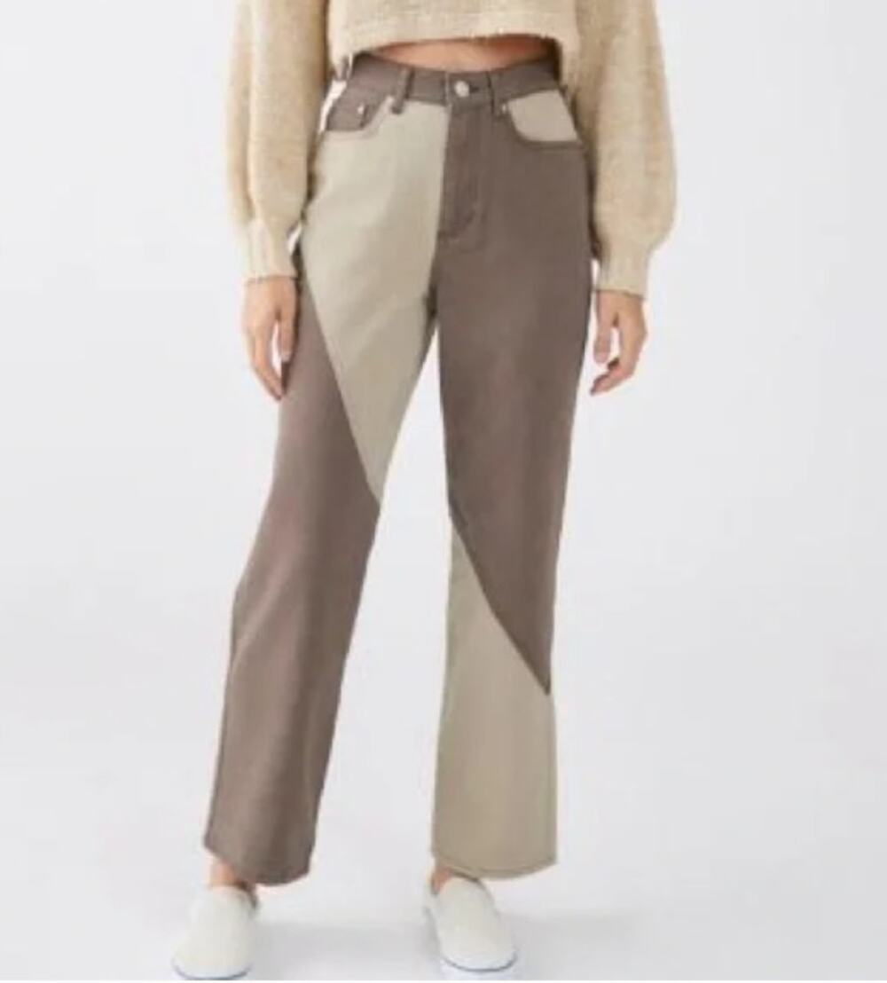 Urban Outfitters NWOT BDG Cowboy Jeans Size 27 Brown Tan Colorblock